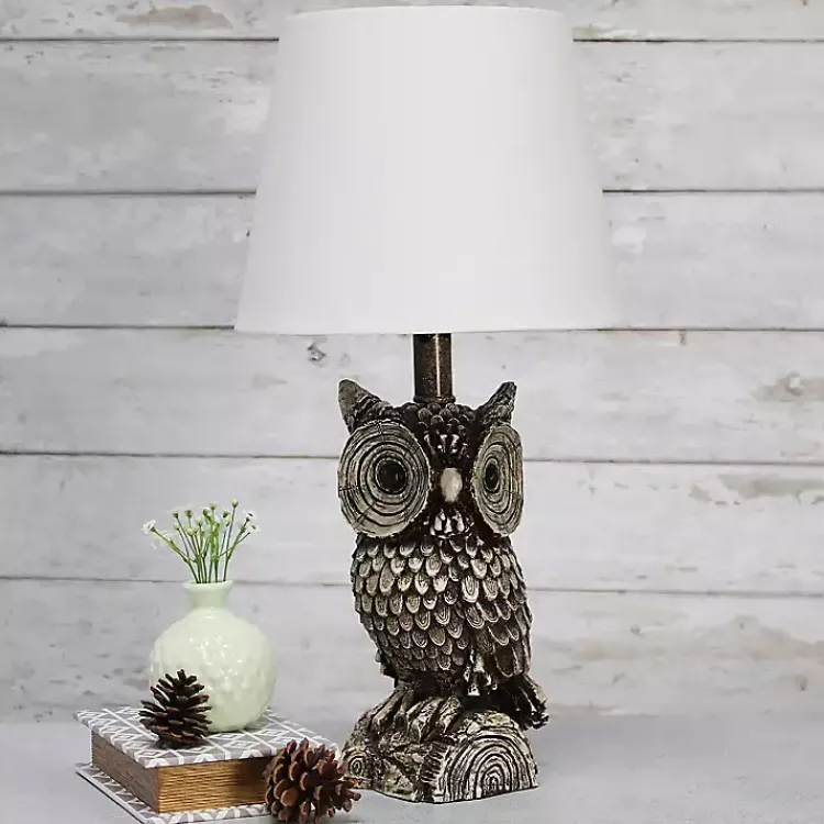 Kirklands Home Brown Owl and Shade Table Lamp White Outlet