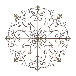 Kirklands Home Patina Metal Floral Crest Wall Plaque Brown