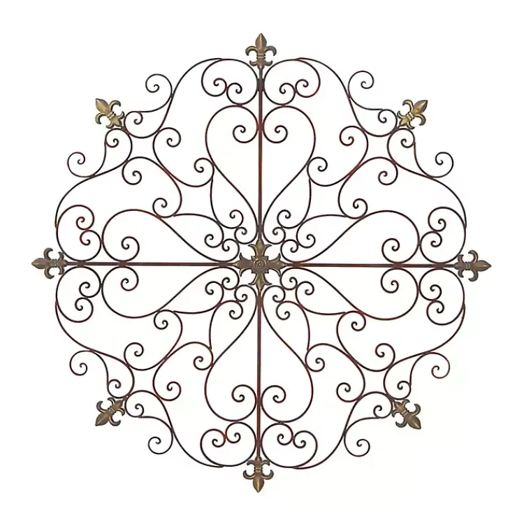 Kirklands Home Patina Metal Floral Crest Wall Plaque Brown