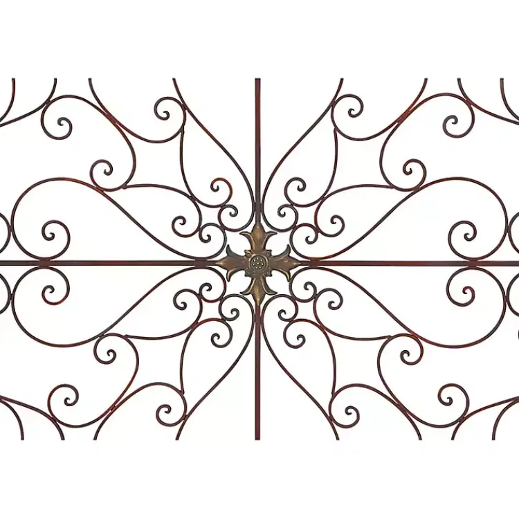 Kirklands Home Patina Metal Floral Crest Wall Plaque Brown
