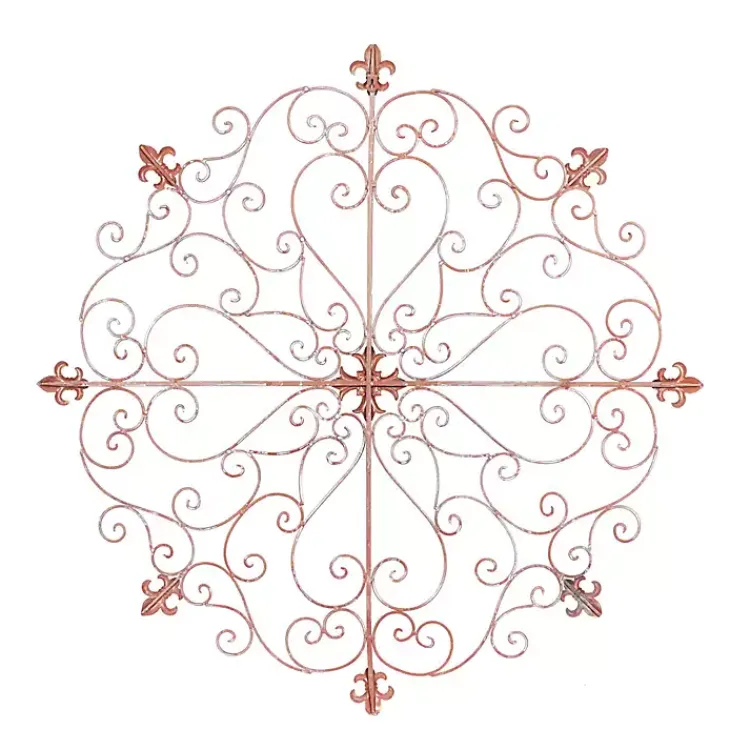 Kirklands Home Patina Metal Floral Crest Wall Plaque Brown