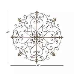 Kirklands Home Patina Metal Floral Crest Wall Plaque Brown