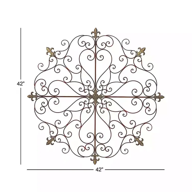 Kirklands Home Patina Metal Floral Crest Wall Plaque Brown