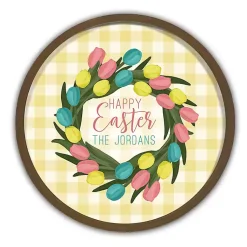 Easter Decorations>Kirklands Home Brown Personalized Happy Easter Tulip Wall Plaque