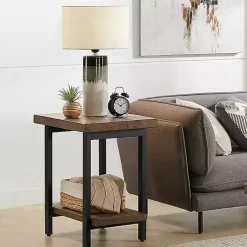 Kirklands Home Pine Wood and Metal Accent Table Brown Hot