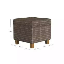 Kirklands Home Plaid Upholstered Square Storage Ottoman Brown Clearance