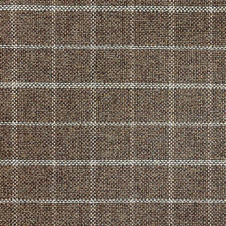Kirklands Home Plaid Upholstered Square Storage Ottoman Brown Clearance