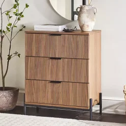Kirklands Home Reeded 3-Drawer Dresser Brown Best