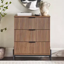 Kirklands Home Reeded 3-Drawer Dresser Brown Best