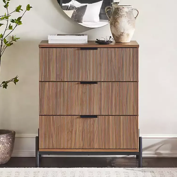 Kirklands Home Reeded 3-Drawer Dresser Brown Best