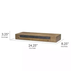Kirklands Home Brown Rustic Floating Wooden Shelf Outlet