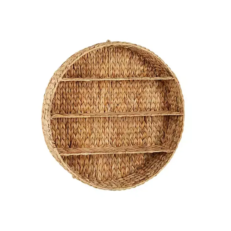 Kirklands Home Brown Sea Grass Woven Round Wall Shelf Outlet