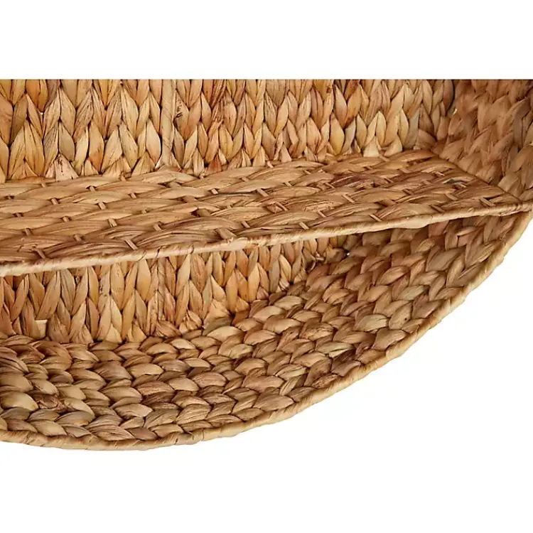 Kirklands Home Brown Sea Grass Woven Round Wall Shelf Outlet