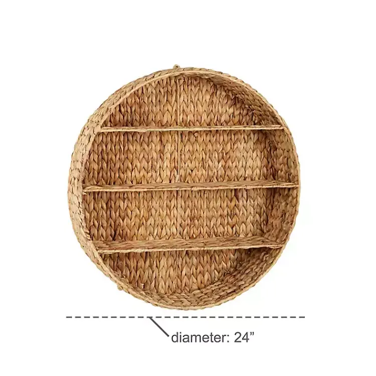 Kirklands Home Brown Sea Grass Woven Round Wall Shelf Outlet
