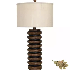 Kirklands Home Brown Stained Ribbed Base Table Lamp Tan Clearance