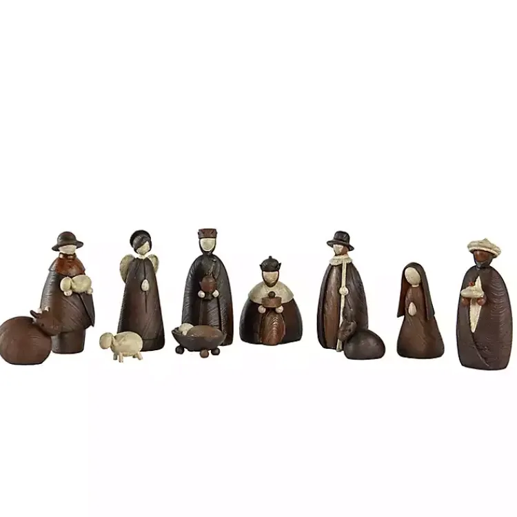 Christmas Decorations>Kirklands Home Stone Christmas Nativity 11-pc. Set Brown