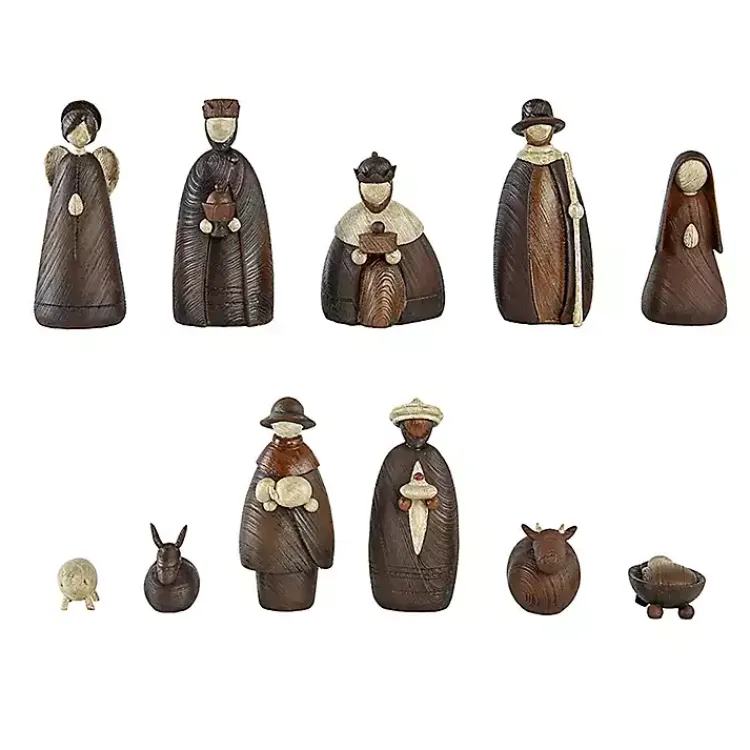 Christmas Decorations>Kirklands Home Stone Christmas Nativity 11-pc. Set Brown