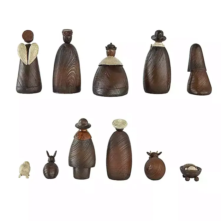 Christmas Decorations>Kirklands Home Stone Christmas Nativity 11-pc. Set Brown
