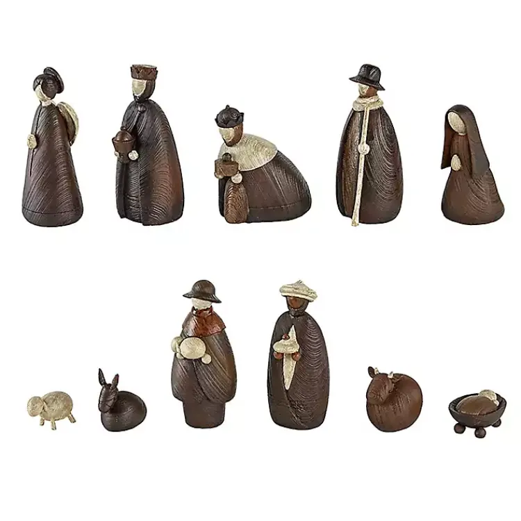 Christmas Decorations>Kirklands Home Stone Christmas Nativity 11-pc. Set Brown
