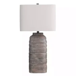 Kirklands Home Brown Textured Rectangle Shade Table Lamp Ivory Hot