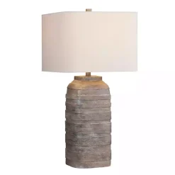 Kirklands Home Brown Textured Rectangle Shade Table Lamp Ivory Hot