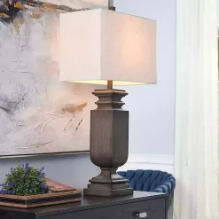 Kirklands Home Brown Traditional Rectangular Table Lamp Clearance
