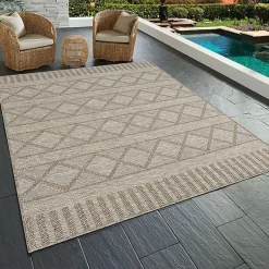 Kirklands Home Transitional Stripes Indoor/Outdoor Rug, 5x7 Brown Best