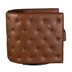 Kirklands Home Tufted Faux Leather Barrel Swivel Chair Brown Online