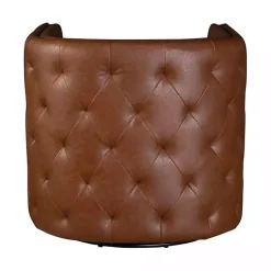 Kirklands Home Tufted Faux Leather Barrel Swivel Chair Brown Online