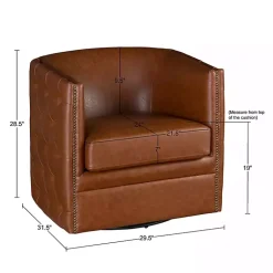 Kirklands Home Tufted Faux Leather Barrel Swivel Chair Brown Online