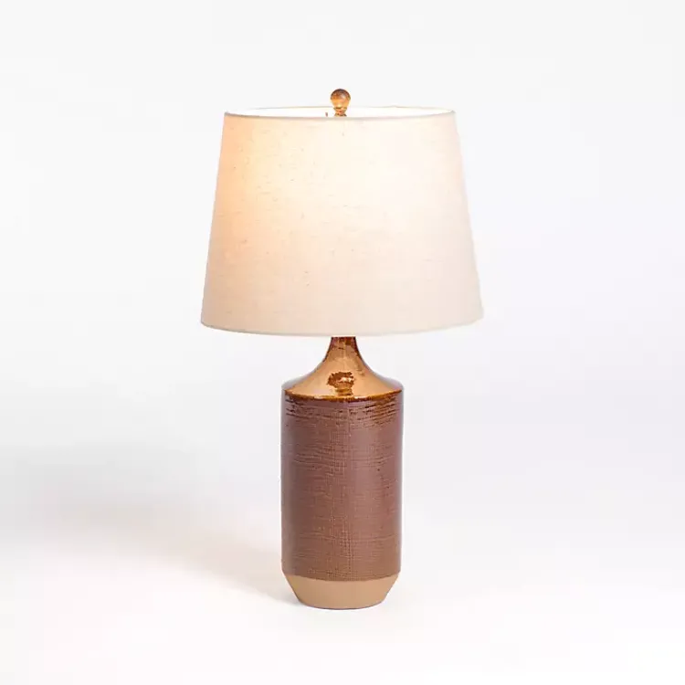 Kirklands Home Brown Two Tone Ceramic Table Lamp Tan