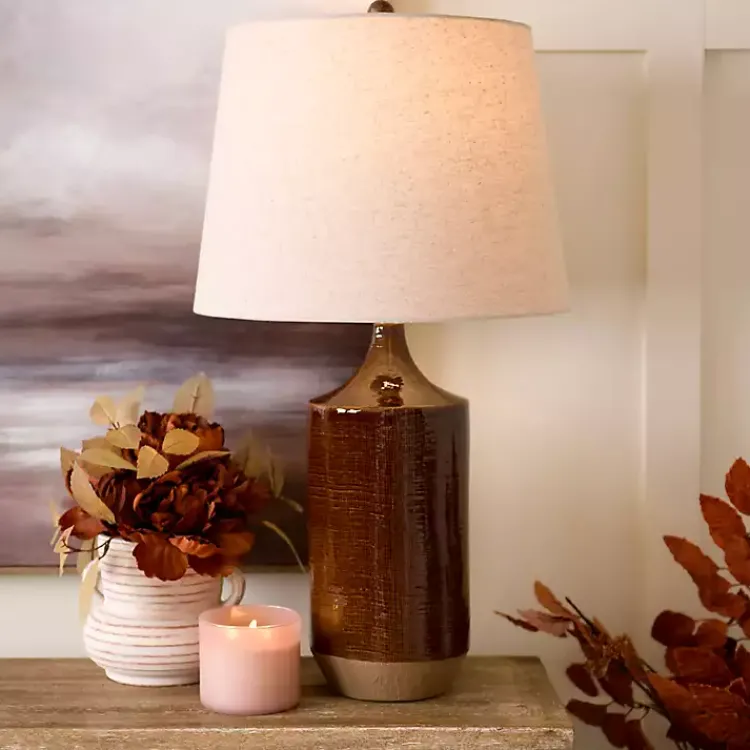 Kirklands Home Brown Two Tone Ceramic Table Lamp Tan
