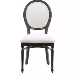 Kirklands Home Brown Upholstered Oval Dining Chairs, Set of 2 White