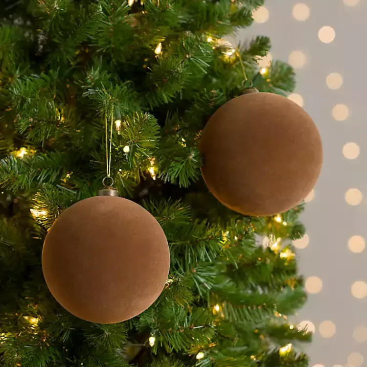 Christmas Ornaments>Kirklands Home Velvet Ball 2-pc. Ornament Set, 6 in. Brown