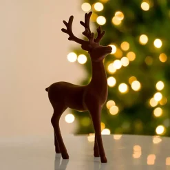 Christmas Decorations>Kirklands Home Velvet Standing Deer Figurine Brown