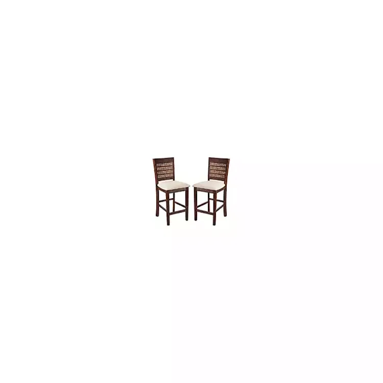 Kirklands Home Brown Wilbur Cane Back Counter Stools, Set of 2 New