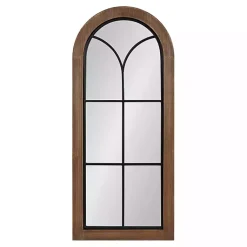 Kirklands Home Windowpane Arch Geoffrey Mirror Brown New