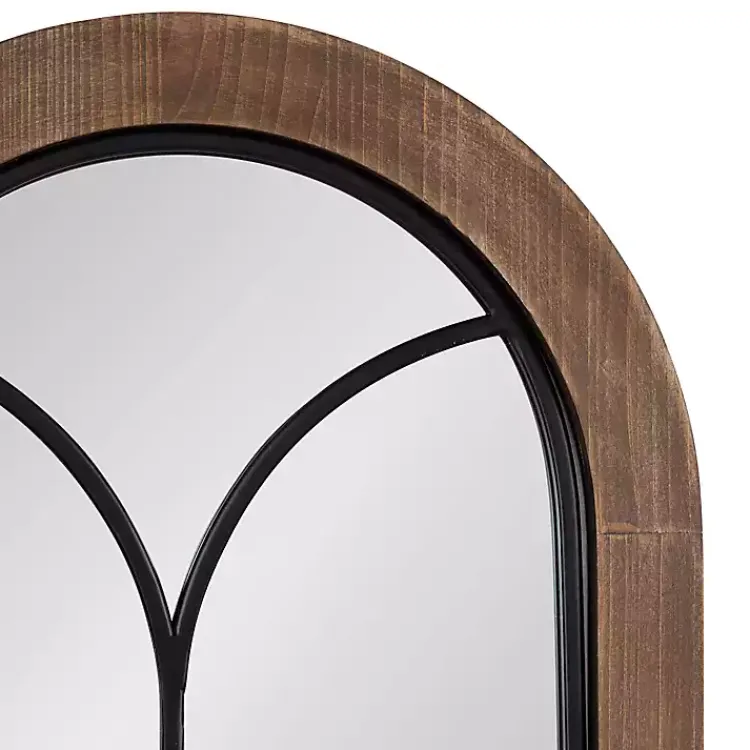 Kirklands Home Windowpane Arch Geoffrey Mirror Brown New