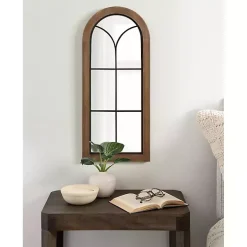Kirklands Home Windowpane Arch Geoffrey Mirror Brown New