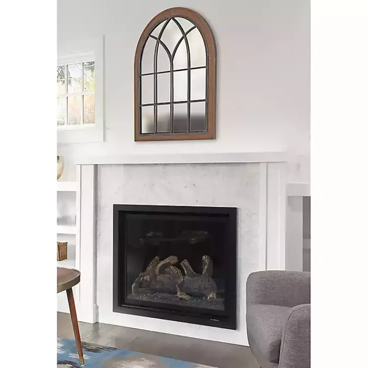 Kirklands Home Windowpane Arch Nala Mirror Brown Outlet