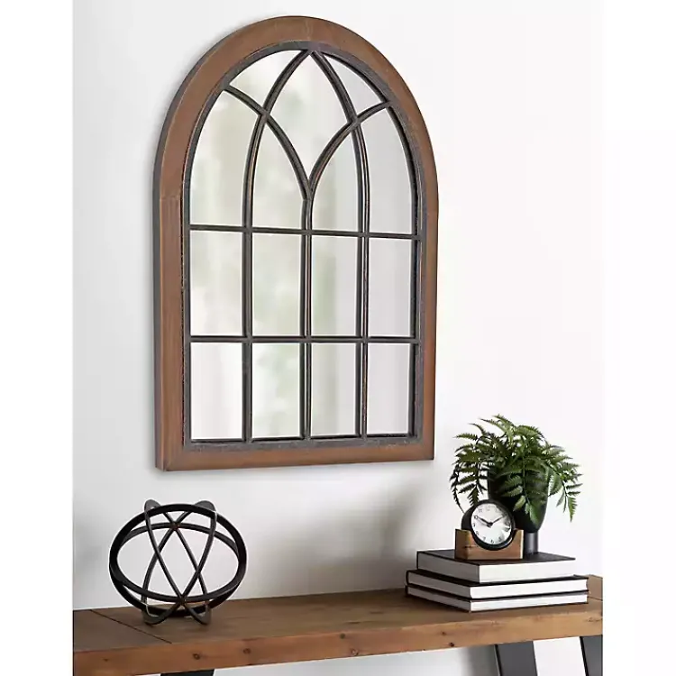 Kirklands Home Windowpane Arch Nala Mirror Brown Outlet