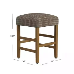 Kirklands Home Windowpane Upholstered Counter Stool Brown New