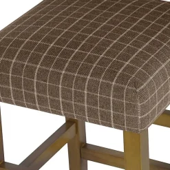 Kirklands Home Windowpane Upholstered Counter Stool Brown New