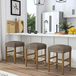 Kirklands Home Windowpane Upholstered Counter Stool Brown New