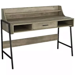 Kirklands Home Wood & Black Metal Tall Back Desk Brown Best