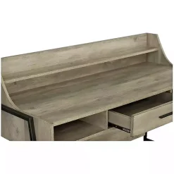 Kirklands Home Wood & Black Metal Tall Back Desk Brown Best