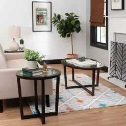 Kirklands Home Wood & Glass Top 3-pc. Table Set Brown Best
