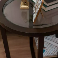 Kirklands Home Wood & Glass Top 3-pc. Table Set Brown Best