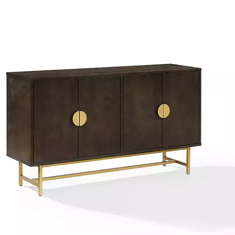 Kirklands Home Wood & Gold Metal Sideboard Brown