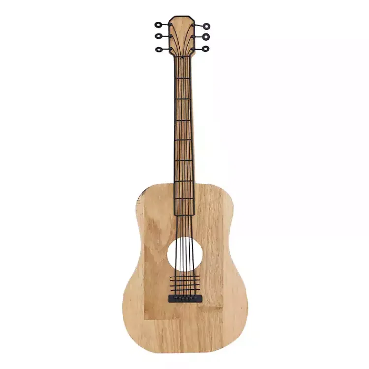 Kirklands Home Brown Wood Acoustic Guitar Wall Plaque